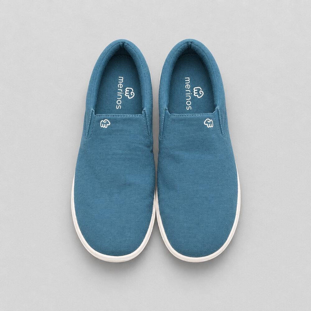 Merinos Men's Wool Slip-On Shoes Ocean Blue Casual Loafers Size 13 EU 47 EUC